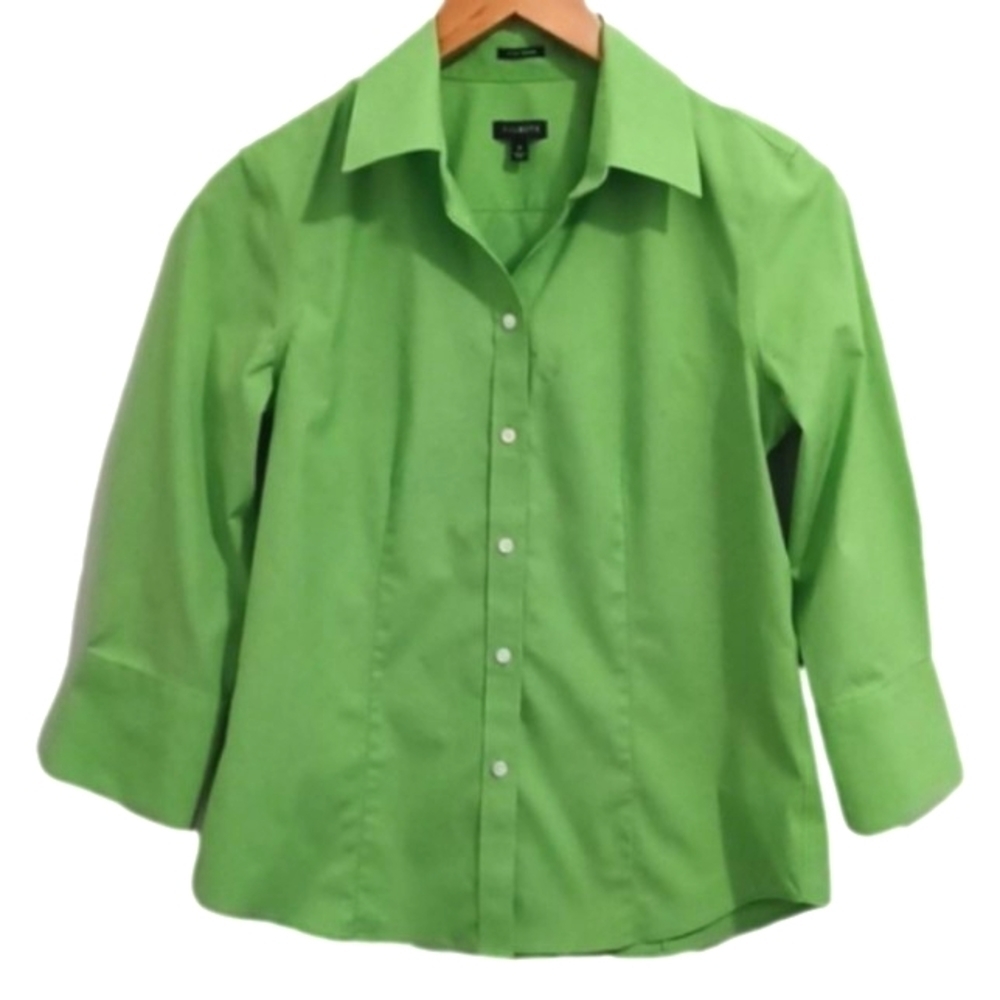 Talbots Lime Green 3/4 SleeveButton Down Shirt